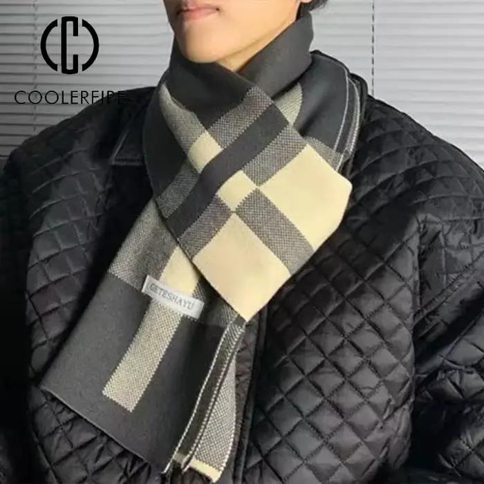 Écharpe à carreaux hiver hommes garder au chaud