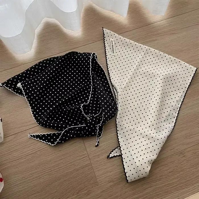 Foulard doux à pois bandeau Turban coréen frais petite écharpe rayé mince triangulaire