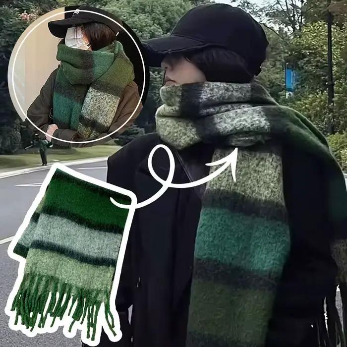 Écharpe Mohair pour femmes et hommes, silencieux épais et doux pour l'hiver, écharpe épaisse rayée de haute qualité, châle, accessoires d'automne