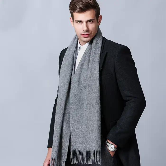 100% cachemire écharpe hommes marque de luxe hiver hommes écharpe unisexe femmes épais chaud cou couleur unie Pashmina écharpe mâle châles