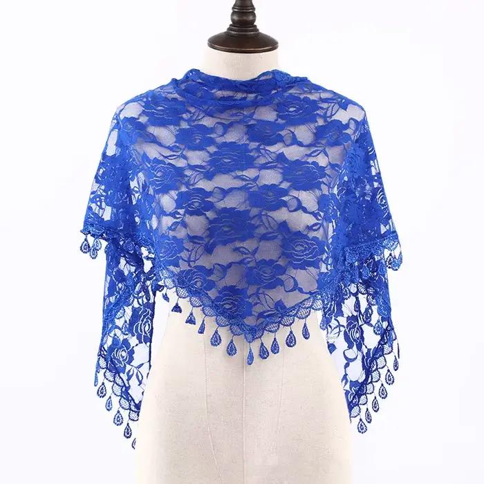 Foulard Femme mode Bufandas femmes Hijab Triangle dentelle Voile Tulle écharpe châle évider