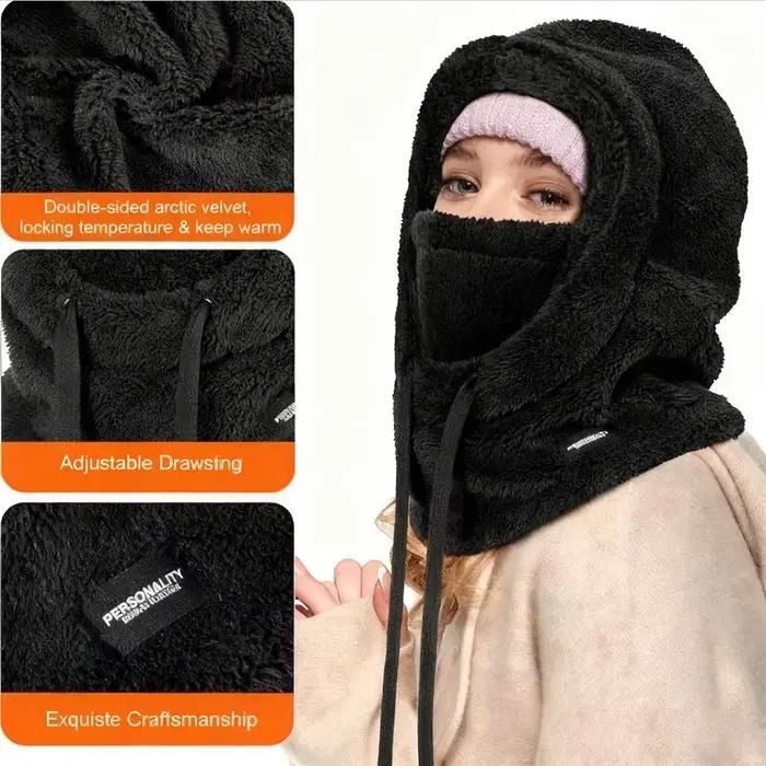 Cagoule thermique en coton pour femmes, résistante à l'eau, avec masque intégral pour skieurs, motards et cyclistes, idéale pour les activités de plein air et les sorties hivernales