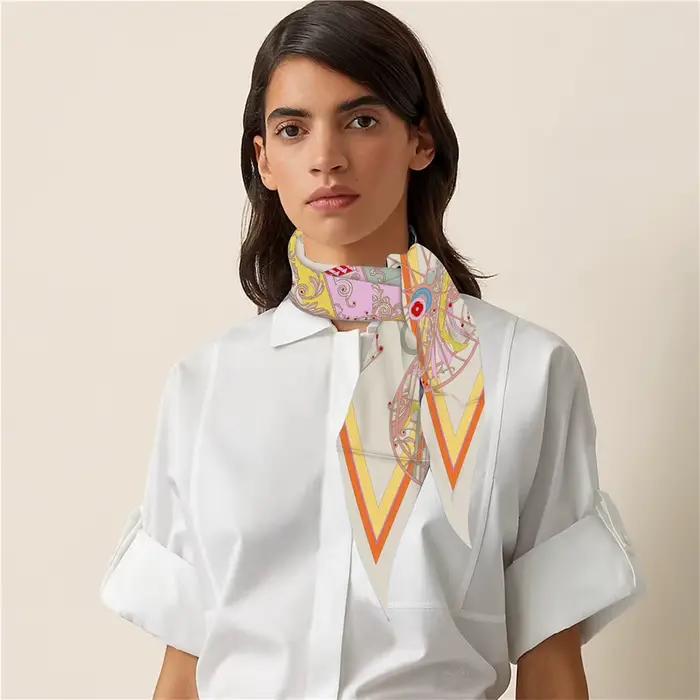 Diamant écharpe chariot impression marque foulards en soie enveloppes femmes luxe Bandana bandeau dame Hijabs