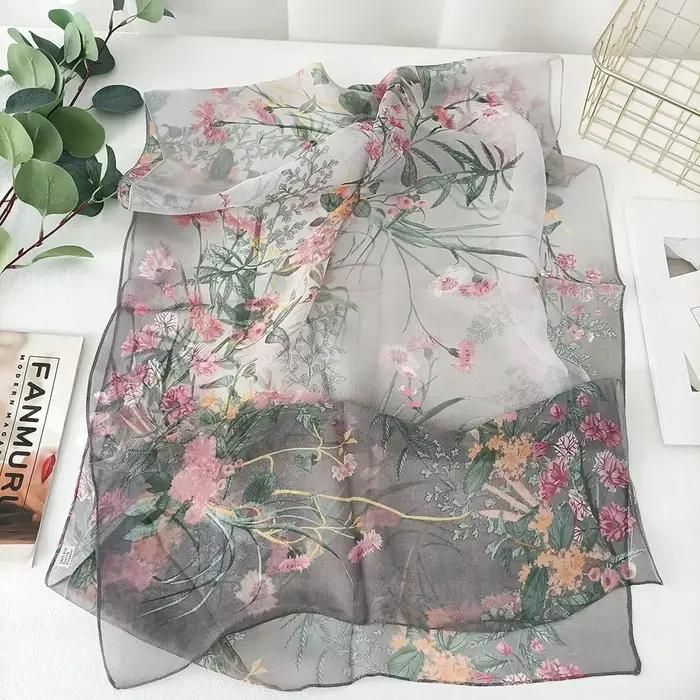 Écharpe Moonbiffy en mousseline de soie pour femmes imprimée polyvalente mode printemps été extérieur