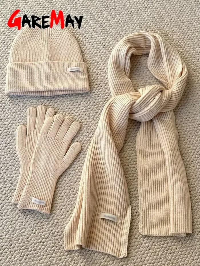 Ensemble écharpe, bonnet et gants pour femme, gris, bordeaux, confortable, doux, décontracté, chaud, hiver, 3 pièces