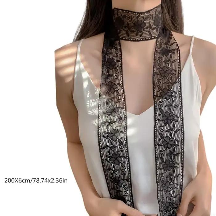 Foulard en dentelle polyester imprimé élégant pour femmes, idéal pour toutes les occasions, style mode et décontracté