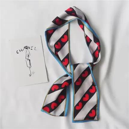 2025 coeur amour écharpe femmes mignon cheveux cravate bande foulard poignet rubans mode tête cou soie Satin sac