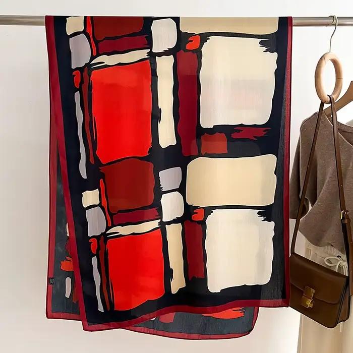 Foulard de Marque de Luxe en Laine et Coton pour Femme