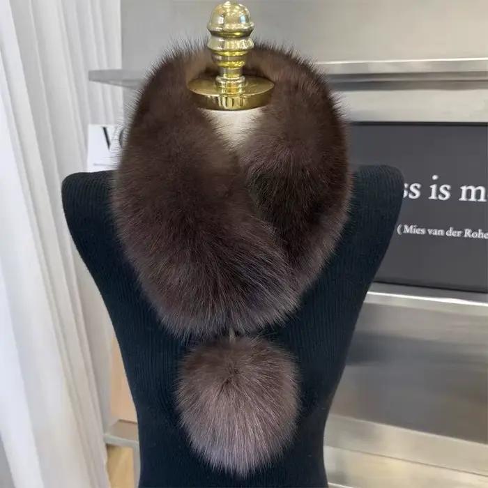 Écharpe en fourrure de renard naturelle véritable pour filles
