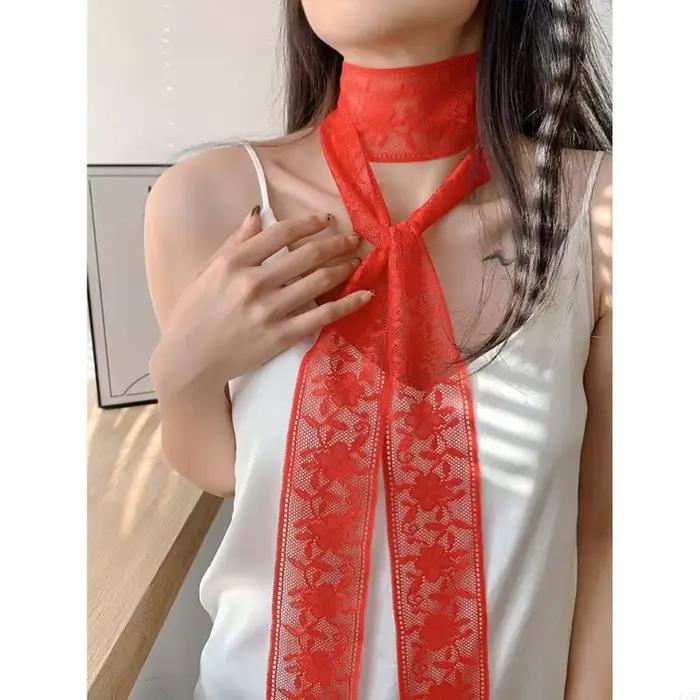 Foulard en dentelle polyester imprimé élégant pour femmes, idéal pour toutes les occasions, style mode et décontracté