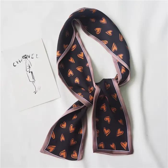 2025 coeur amour écharpe femmes mignon cheveux cravate bande foulard poignet rubans mode tête cou soie Satin sac