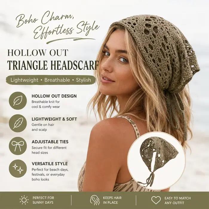 Foulard au crochet floral pour femmes, respirant et élégant, pour tenues estivales et plage, en polyester, polyvalent et confortable pour différentes tailles de tête