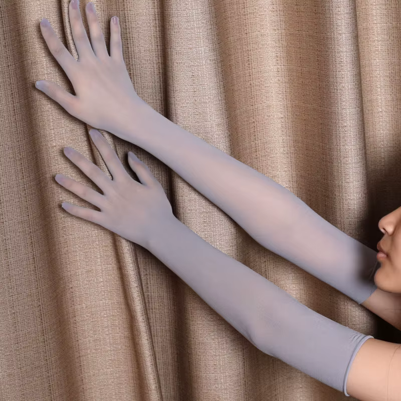 Gants longs en dentelle pour femmes et hommes, Sexy, fins, transparents, creux, respirants, haute él