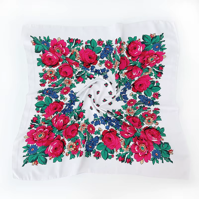 Foulard National Carré Imprimé Floral pour Femme, Foulard Russe Rétro, Bandana, Enveloppe de Sauna M