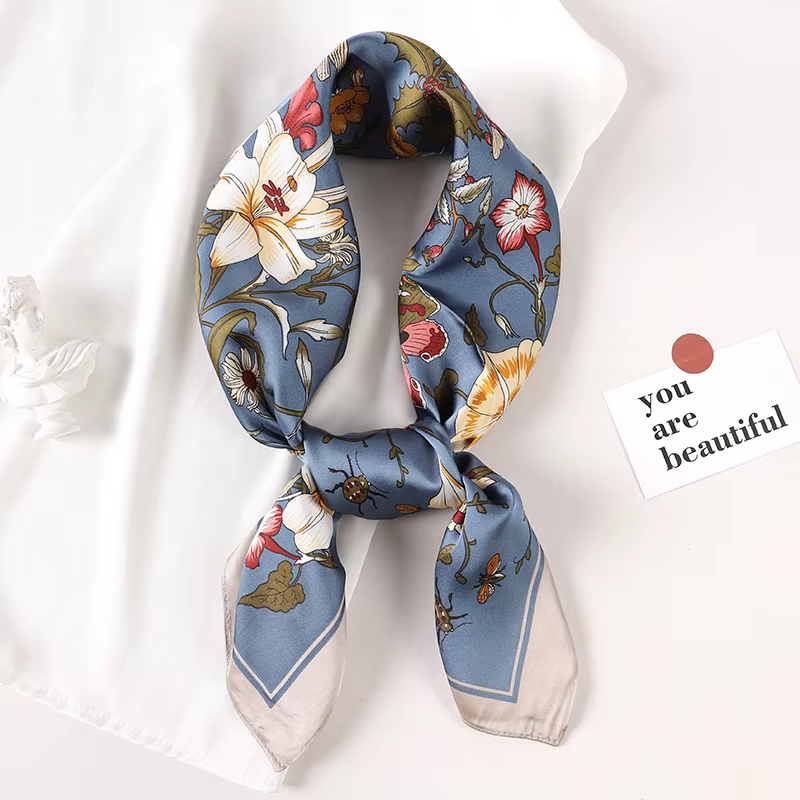 Foulard carré en soie de marque de luxe pour femmes, châles et enveloppes de bureau, petits cheveux,