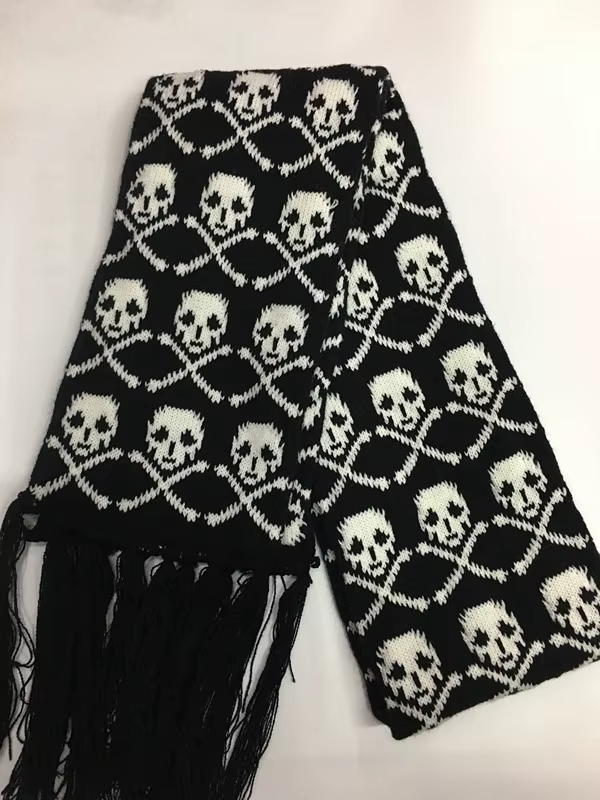 Dragon crâne écharpe unisexe femmes homme hiver tricoté Pashmina châle noir acrylique Echarpe luxe f