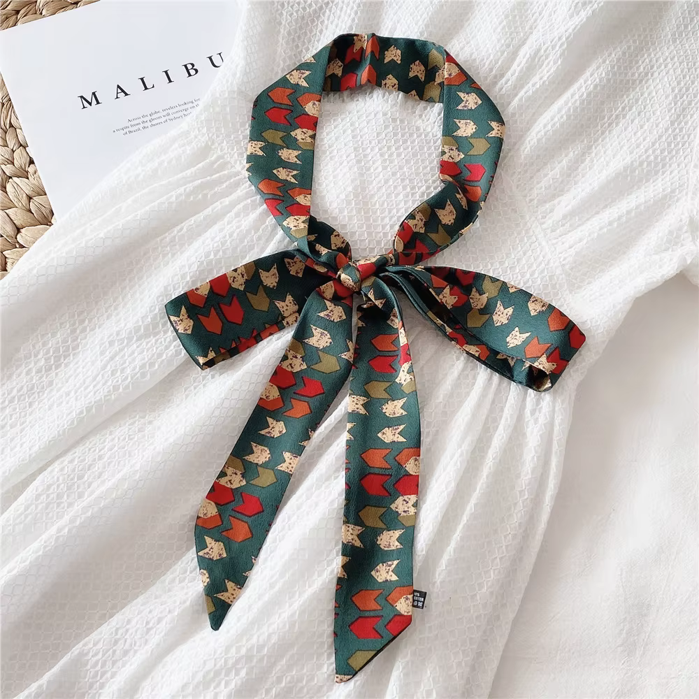 Écharpe Japonaise à Rayures Imprimées d'Animaux, Petite Étroite, Longue, en Polyester, Foulards de C