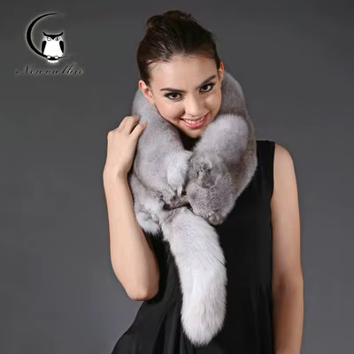 Écharpe d'hiver femmes fourrure de renard de luxe qualité entière écharpe de renard vraie fourrure d