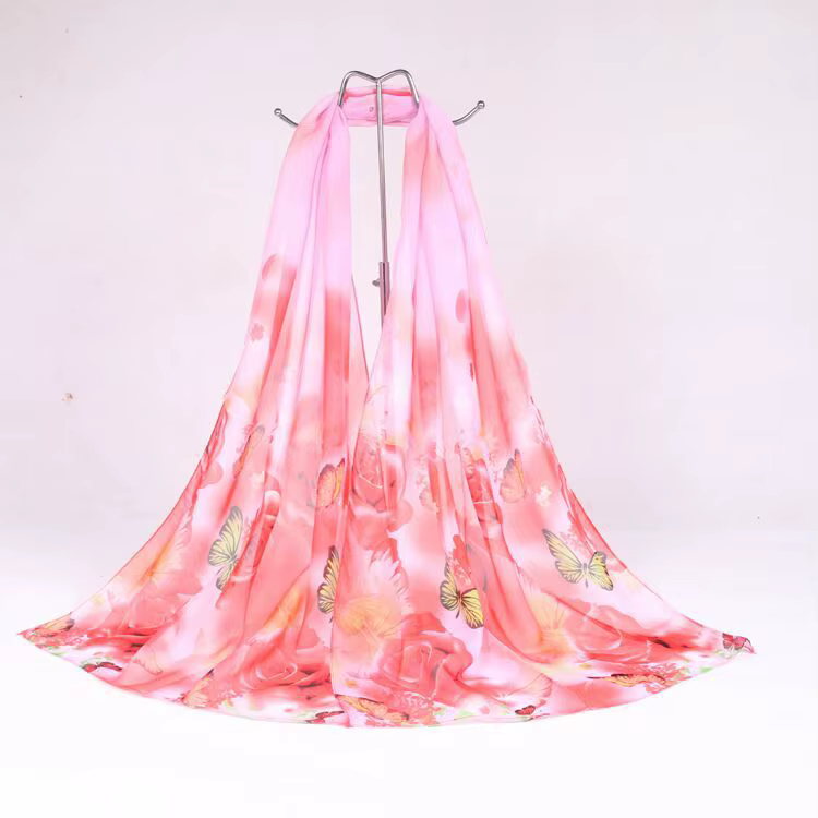 Écharpes en mousseline de soie de velours à pois pour femmes, fleur de bohême, mode d'été, livraison