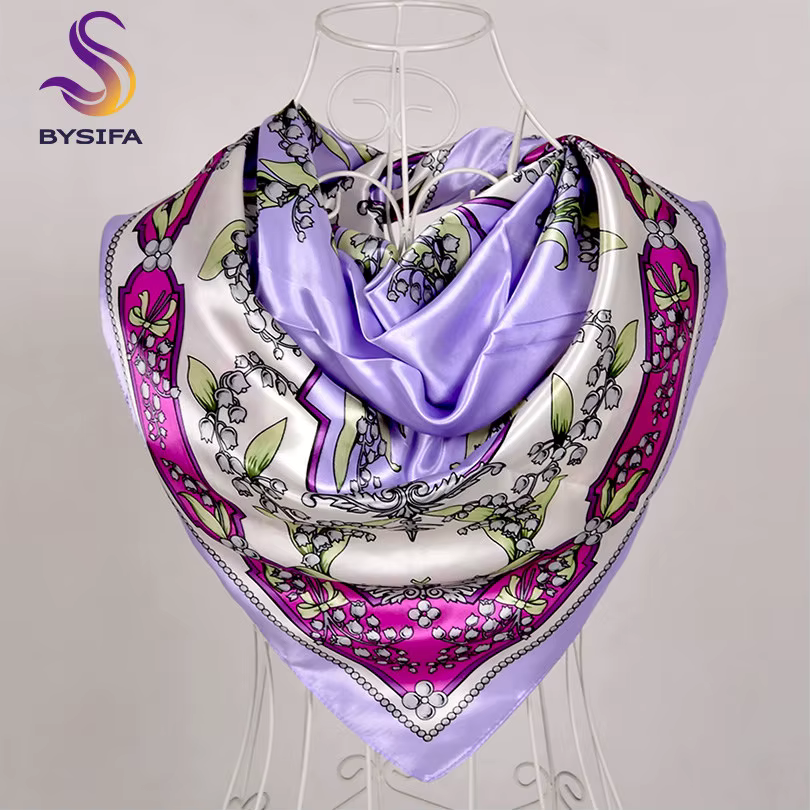[BYSIFA] – foulard carré de marque, écharpe, châle, rose doux, Design de chaîne, Bandana, printemps 
