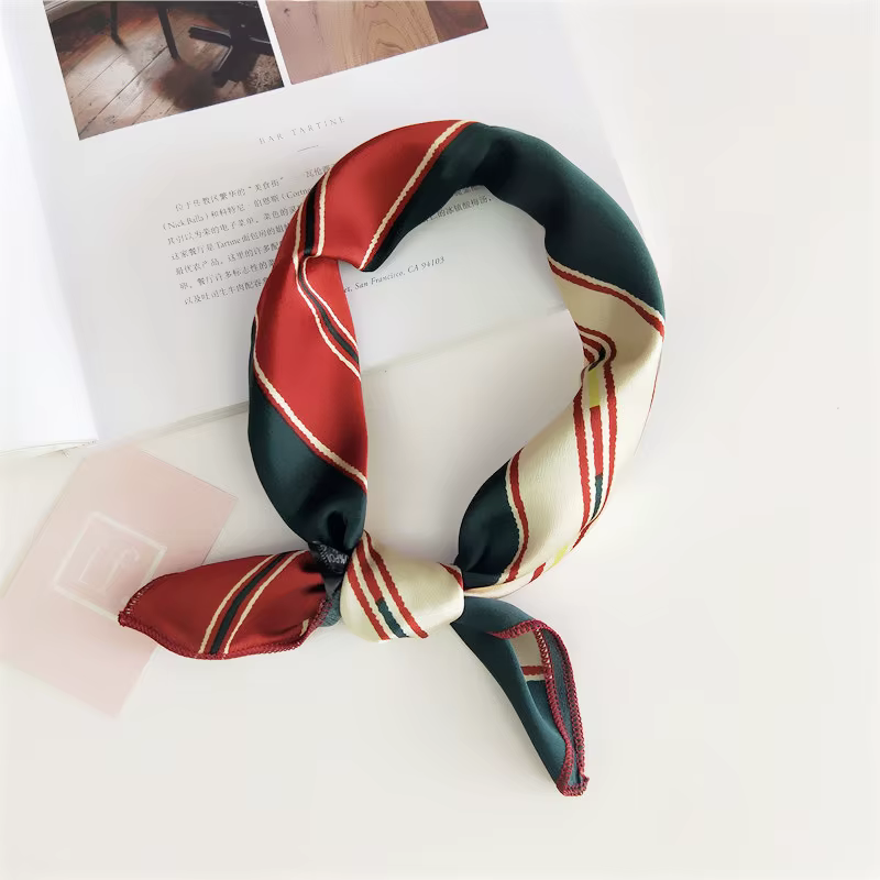 Foulard carré rayé pour femmes, Imitation soie, léopard, hôtesse, bureau, Foulard, Bandana, 50x50cm