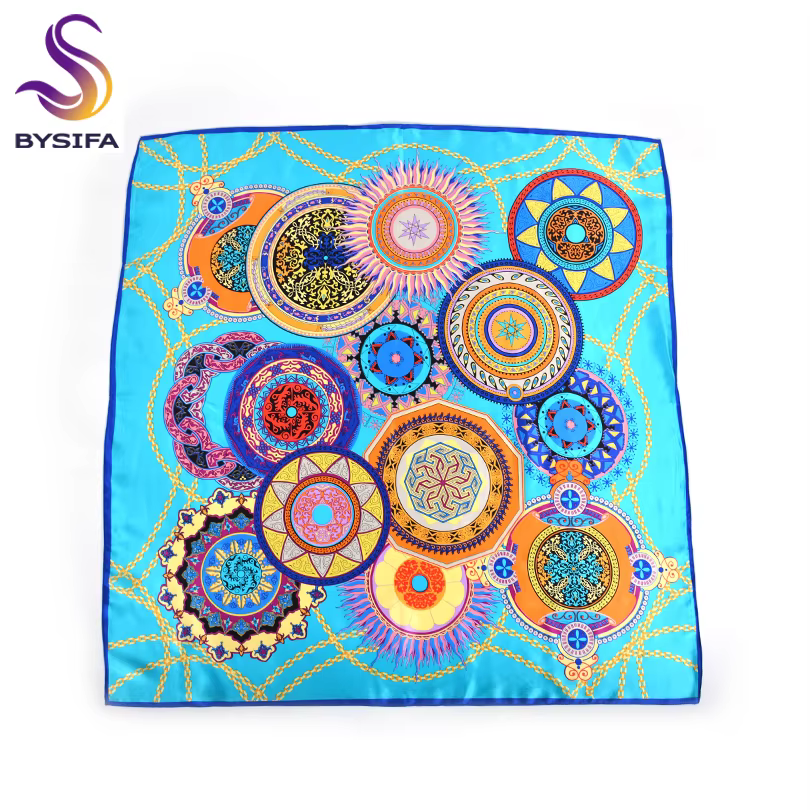 BYSIFA-Écharpe de Marque de Luxe pour Femme, Châle de Printemps, Automne et Hiver, 88x88cm, 100%