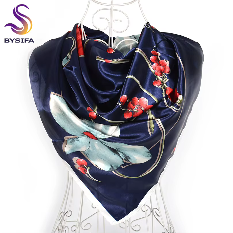 BYSIFA – foulard de marque en Satin rouge pour femmes, écharpe de tête musulmane, enveloppe, accesso