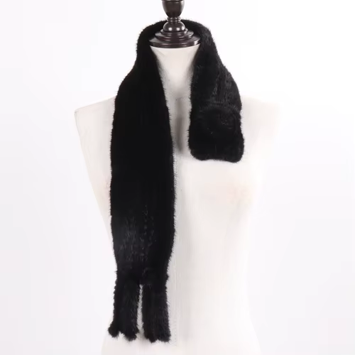 Écharpe en fourrure de vison véritable tricotée à la main pour femme, foulard chaud naturel, mode da