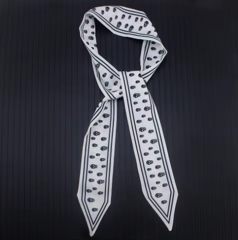 Écharpe fine en soie imprimé crâne pour femmes, Foulard de marque, cravate, sac à la mode, foulards