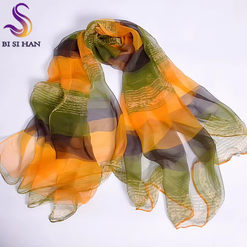 Rose Orange foulard en soie 2016 nouveau Design longues foulards féminins imprimés 170*100 cm printe