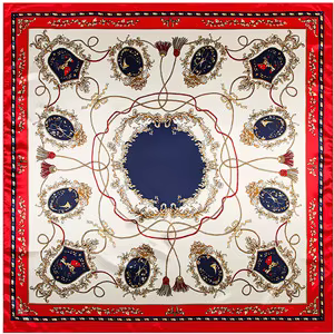 Écharpe carrée en satin imprimé avec pompon pour femme, écharpes de marque de luxe, châles pour dame