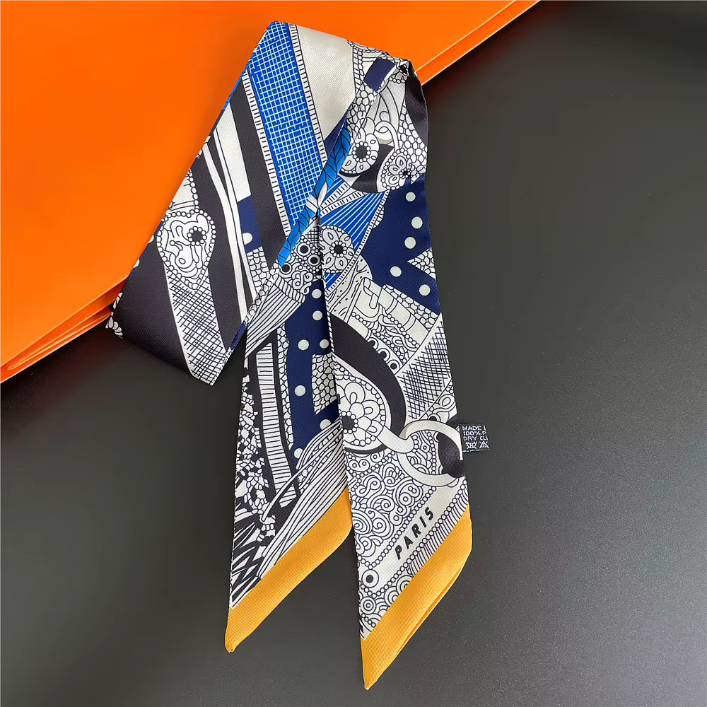 Magnifique Foulard d'été imprimé selle, Design de marque pour femmes, sac slim, bandeau pour cheveux