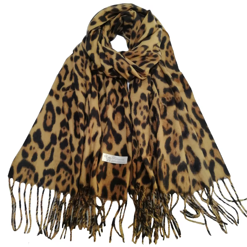 Écharpe Vintage en Cachemire Imprimé Léopard pour Femme, Châle Pashmina Chaud d'Hiver, Couverture d'