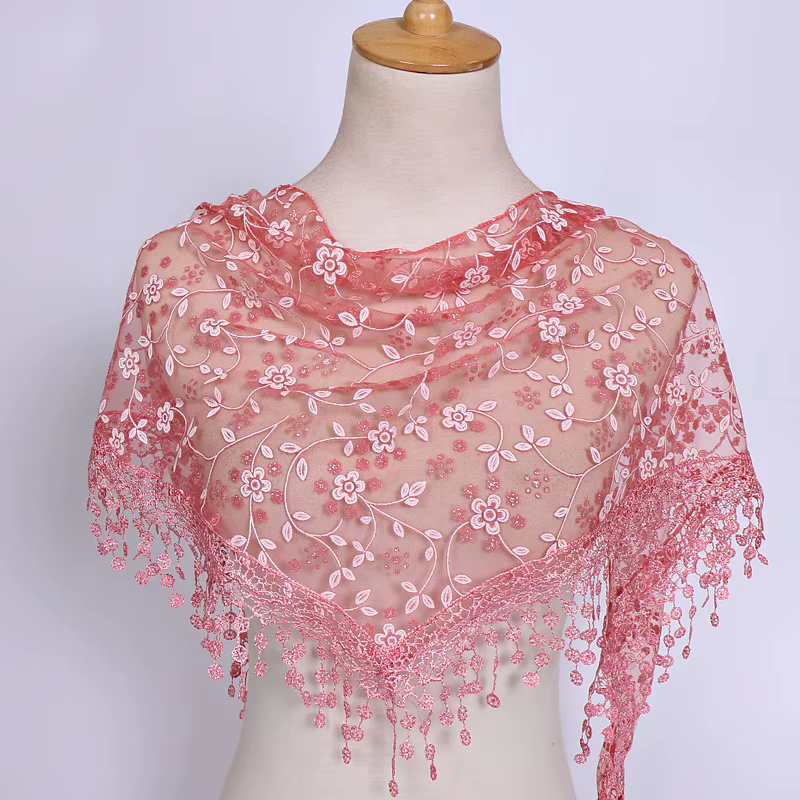 Écharpe en dentelle brodée pour châle d'église voile catholique écharpe d'église foulards floraux tr