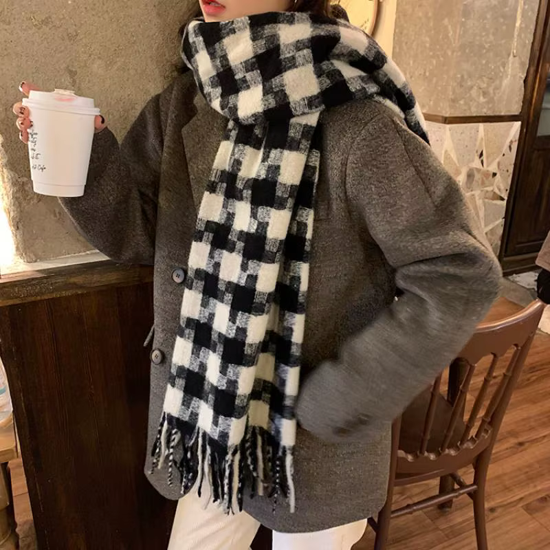 Grand foulards à carreaux à la mode, nouveau modèle, écharpe épaisse polyvalente pour femme, foulard