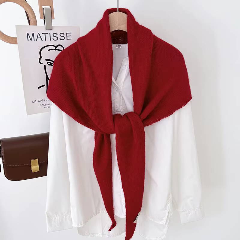 Grande taille laine Style coréen tricoté écharpe triangulaire femmes hiver chaud foulard châle vendu