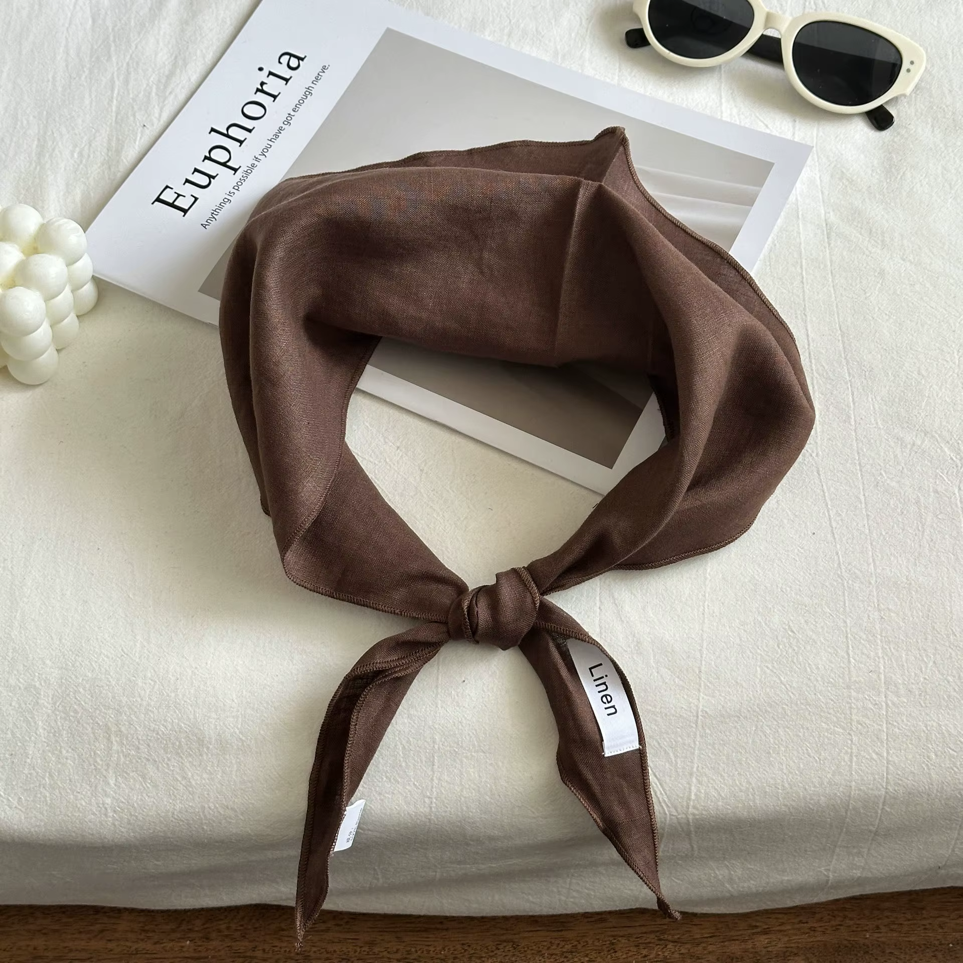 Nouveau foulard en soie solide 100% lin confortable respirant Style Mori mince Protection du cou éch