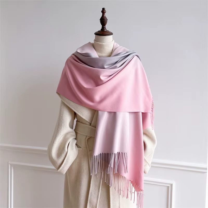 Écharpe de luxe en cachemire pour femme, mouchoir dégradé, Pashmina chaud, châle enveloppant, paréo 