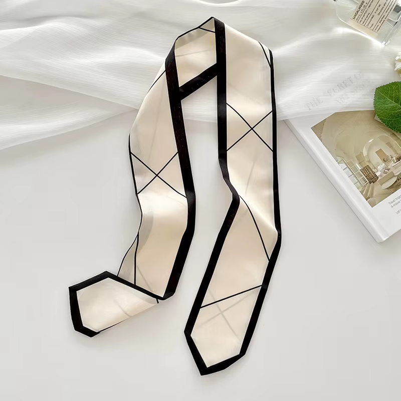 Écharpe en soie polyvalente, fine, longue et petite pour femme, foulard esthétique bohème, idéale po