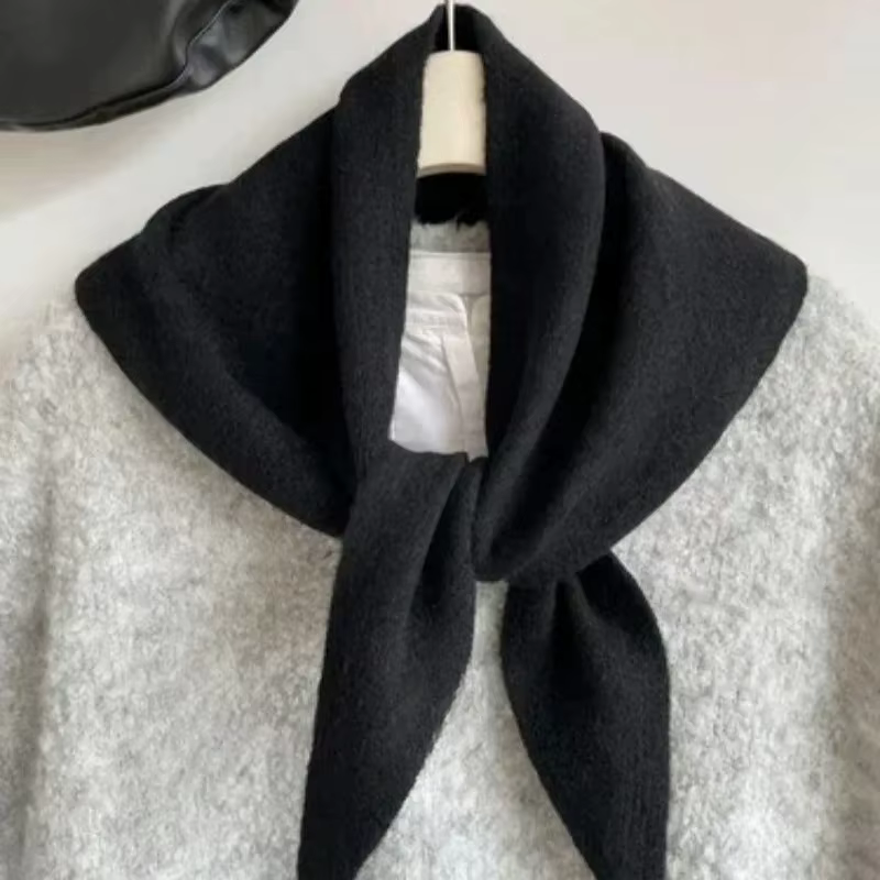Écharpe triangulaire chaude d'hiver pour femme, style britannique et coréen, en laine tricotée, mult