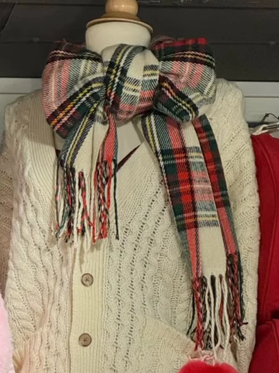 Américain Vintage gland Plaid tricoté écharpe femmes hiver unisexe chaud longue taille décontracté t