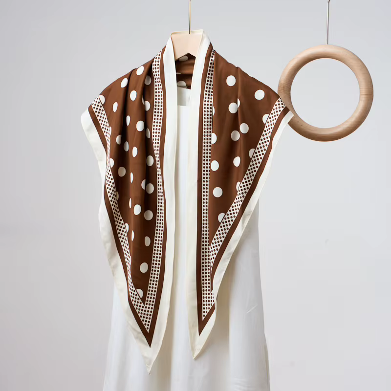 1 nouvelle écharpe triangle imprimée à pois couleur café simple, ceinture polyvalente à la mode, éch