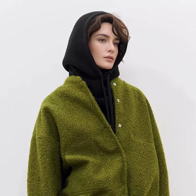 Cagoule d'hiver pour femmes, écharpe tricotée, casquettes à capuche, col chaud pour l'extérieur, bon