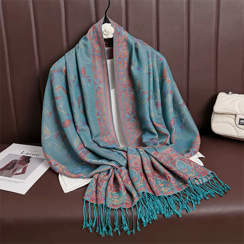 Femmes Paisley écharpe cachemire sentiment Pashmina châles gland Hijab bandeau Femme hiver foulards 