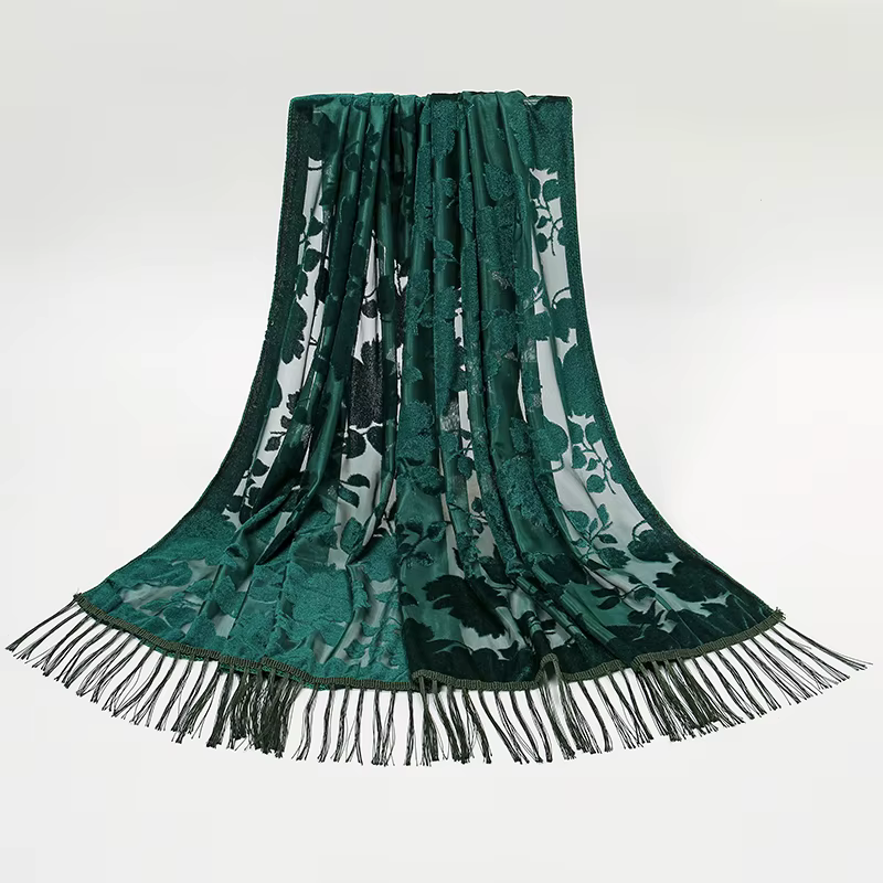 2025 nouvelle mode femmes coupe fleurs dentelle creuse dégradé fleur foulard en soie printemps châle