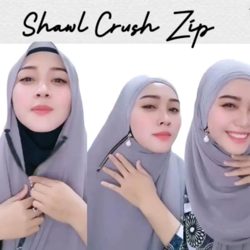2025 foulard Hijab musulman avec fermeture éclair plaine bulle en mousseline de soie prêt à porter v