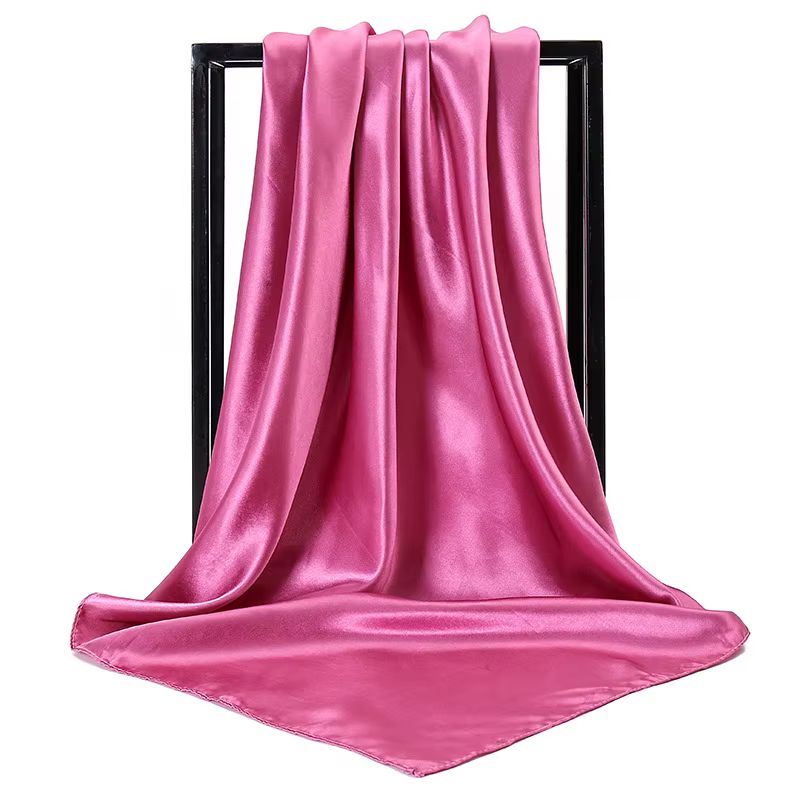 Écharpe en soie de marque de luxe pour femmes, foulard Hijab en Satin de couleur unie, pareo musulma