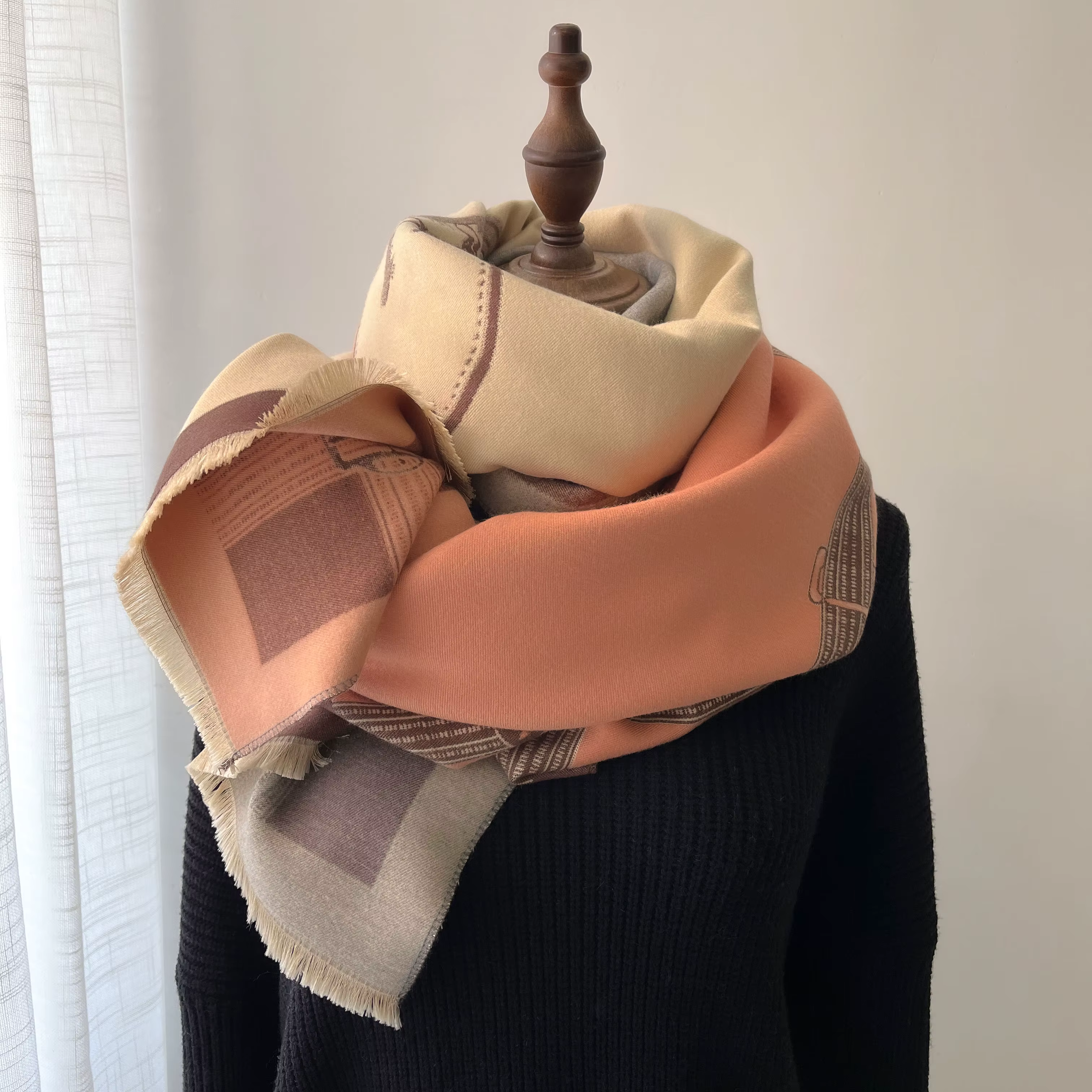 Écharpe en cachemire d'hiver pour femmes, imprimé de luxe, châle enveloppant, couverture épaisse et 