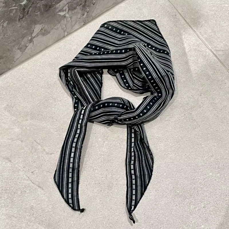 Femmes Vintage Floral rayé écharpe respirant coton lin mélange Triangle cou foulard Boho Chic bandea