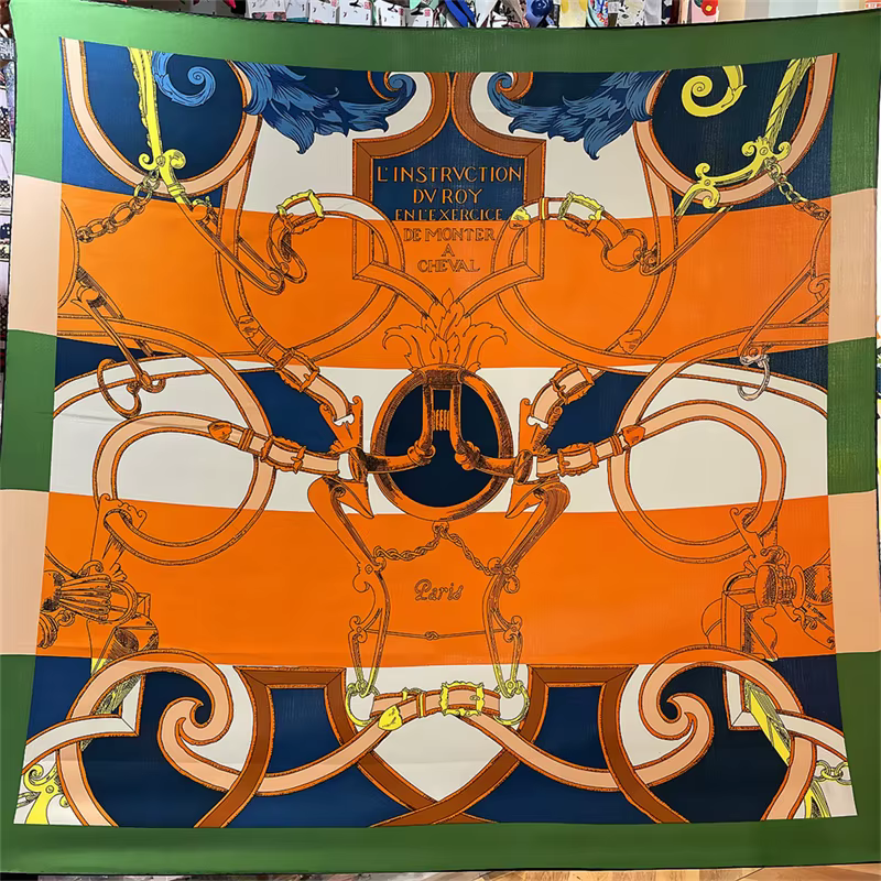 POBING foulard en cachemire de soie femmes roulé à la main ceinture de selle imprimer foulards carré